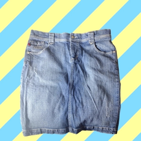 VINTAGE Fire "Sasha" factory distressed midi skirt. Size 15.  C167​​​ - Picture 6 of 9